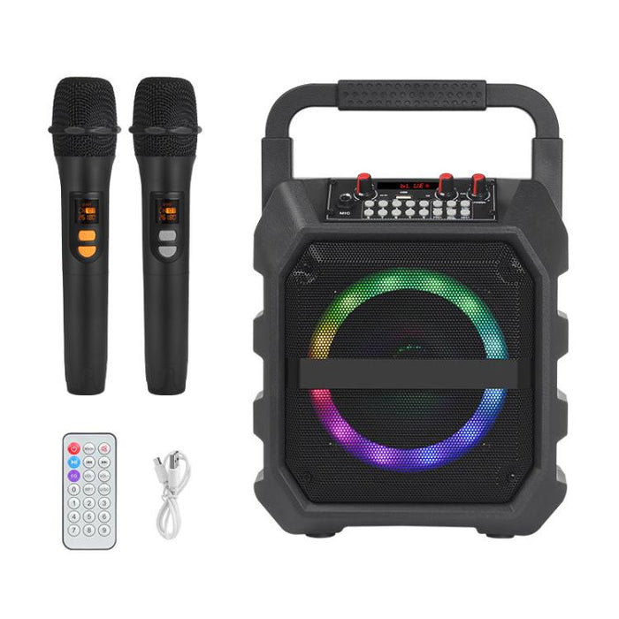 Altavoz Bluetooth inalámbrico portátil para exteriores K6S con micrófono y 2 pilas AA., with 2pcs Microphone