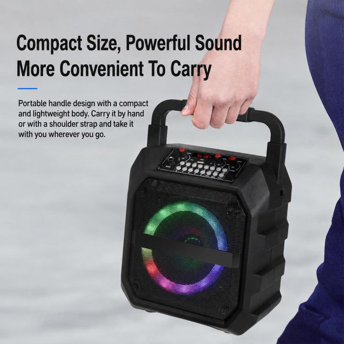 Altavoz Bluetooth inalámbrico portátil para exteriores K6S con micrófono y 2 pilas AA., with 2pcs Microphone
