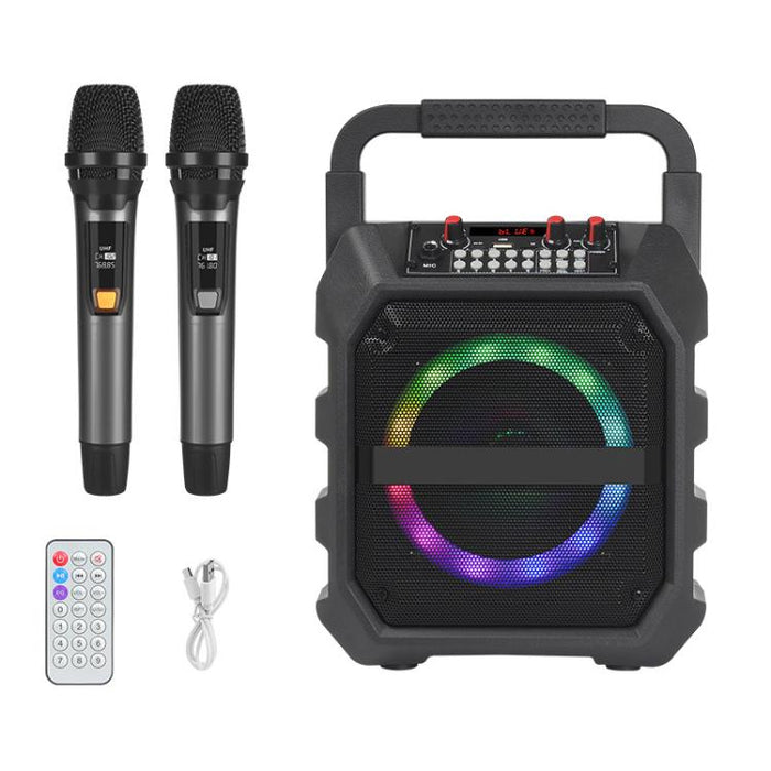 Altavoz Bluetooth inalámbrico portátil para exteriores K6S con 2 micrófonos recargables., with 2pcs Rechargeable Microphones