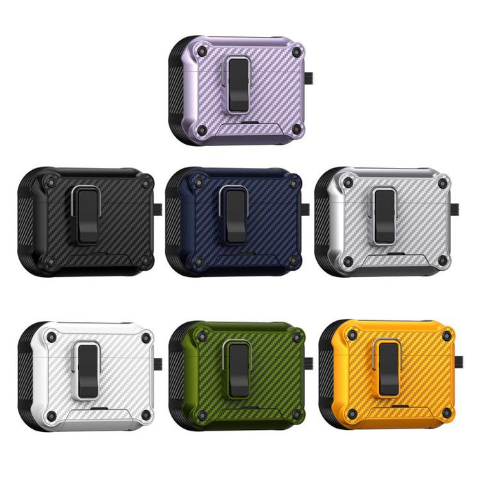 Soporte plegable con textura de fibra de carbono inspirada en el águila. Funda protectora para auriculares., For AirPods Pro 3, For AirPods Pro 2