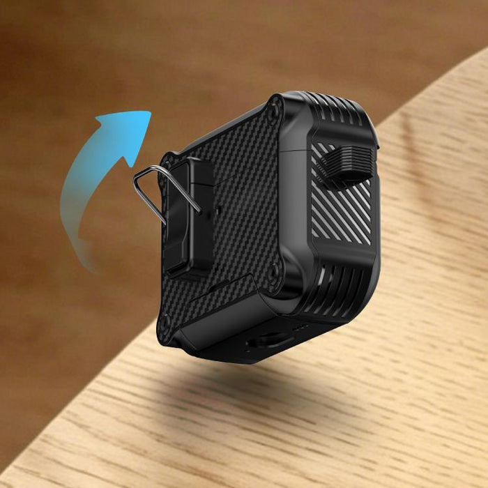 Soporte plegable con textura de fibra de carbono inspirada en el águila. Funda protectora para auriculares., For AirPods Pro 3, For AirPods Pro 2