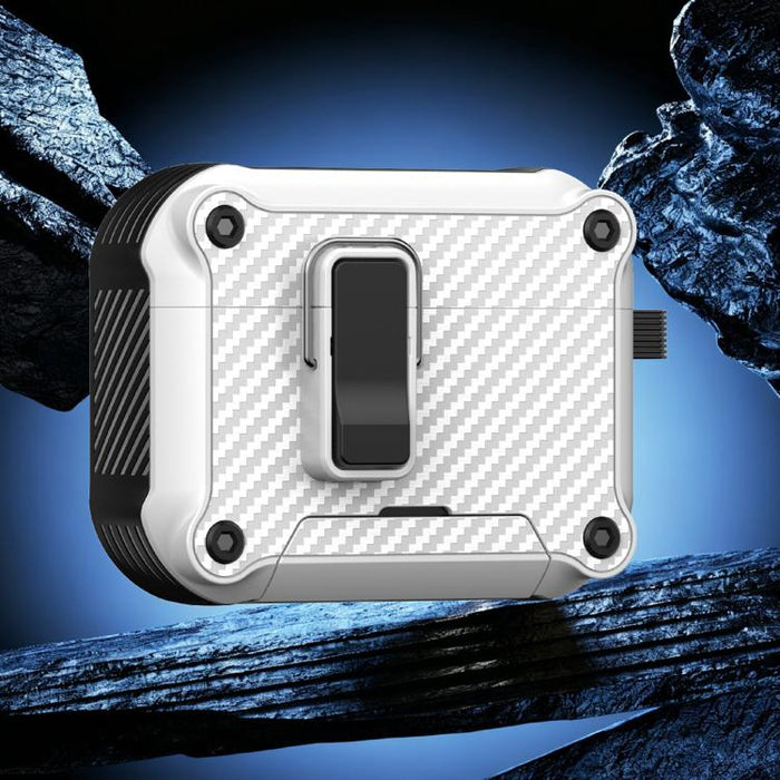 Soporte plegable con textura de fibra de carbono inspirada en el águila. Funda protectora para auriculares., For AirPods Pro 3, For AirPods Pro 2