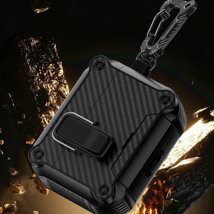 Soporte plegable con textura de fibra de carbono inspirada en el águila. Funda protectora para auriculares., For AirPods Pro 3, For AirPods Pro 2