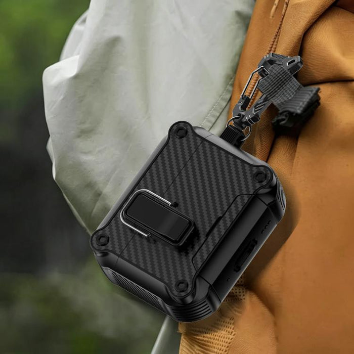 Soporte plegable con textura de fibra de carbono inspirada en el águila. Funda protectora para auriculares., For AirPods Pro 3, For AirPods Pro 2