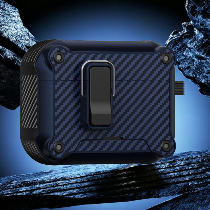 Soporte plegable con textura de fibra de carbono inspirada en el águila. Funda protectora para auriculares., For AirPods Pro 3, For AirPods Pro 2