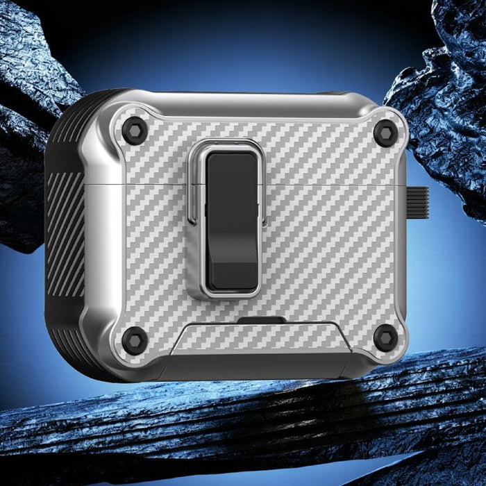 Soporte plegable con textura de fibra de carbono inspirada en el águila. Funda protectora para auriculares., For AirPods Pro 3, For AirPods Pro 2
