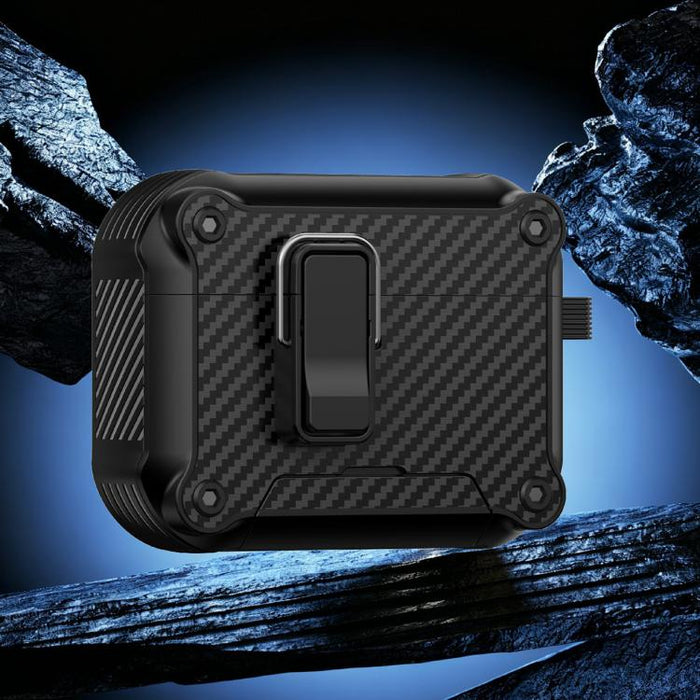 Soporte plegable con textura de fibra de carbono inspirada en el águila. Funda protectora para auriculares., For AirPods Pro 3, For AirPods Pro 2