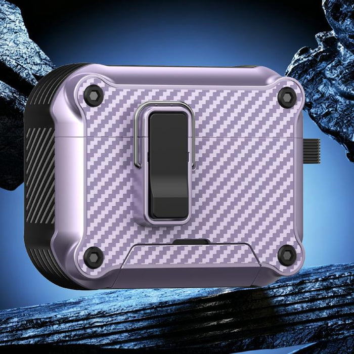 Soporte plegable con textura de fibra de carbono inspirada en el águila. Funda protectora para auriculares., For AirPods Pro 3, For AirPods Pro 2