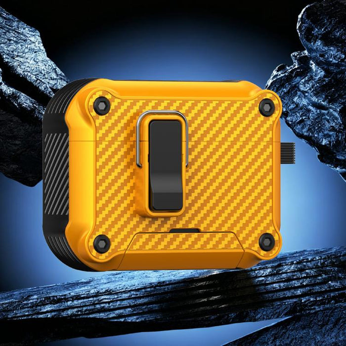 Soporte plegable con textura de fibra de carbono inspirada en el águila. Funda protectora para auriculares., For AirPods Pro 3, For AirPods Pro 2