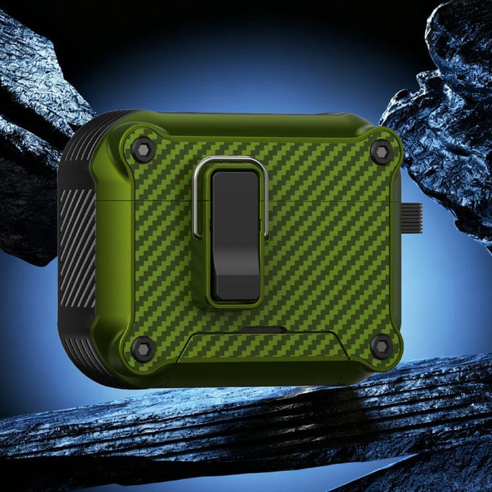 Soporte plegable con textura de fibra de carbono inspirada en el águila. Funda protectora para auriculares., For AirPods Pro 3, For AirPods Pro 2