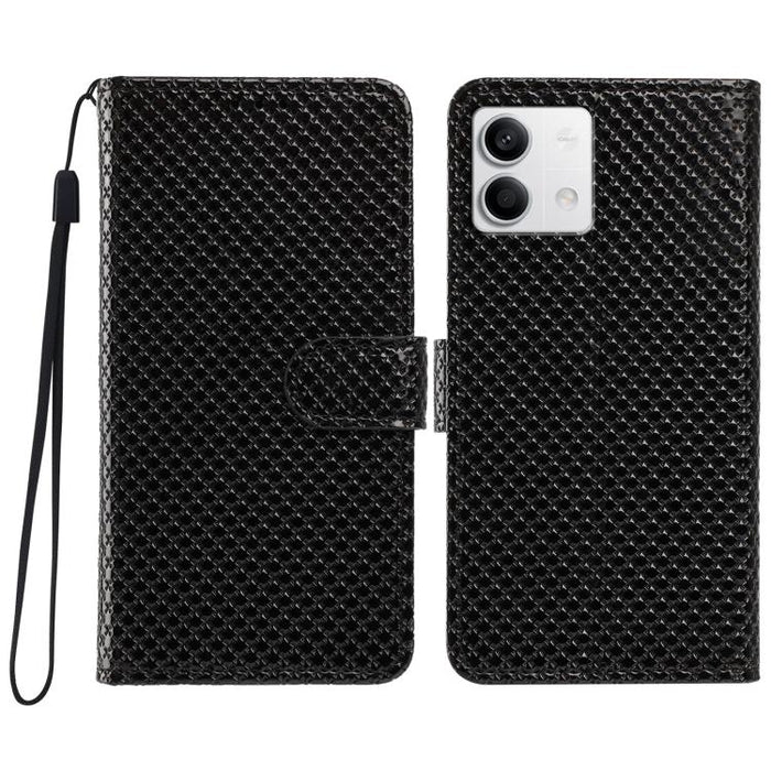 Funda para teléfono de piel vegana con hebilla espejada y cordón negro pequeño., For Redmi Note 13 5G, For Redmi Note 13 Pro+, For Redmi Note 13 Pro 5G