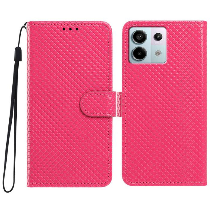 Funda para teléfono de piel vegana con hebilla espejada y cordón negro pequeño., For Redmi Note 13 5G, For Redmi Note 13 Pro+, For Redmi Note 13 Pro 5G