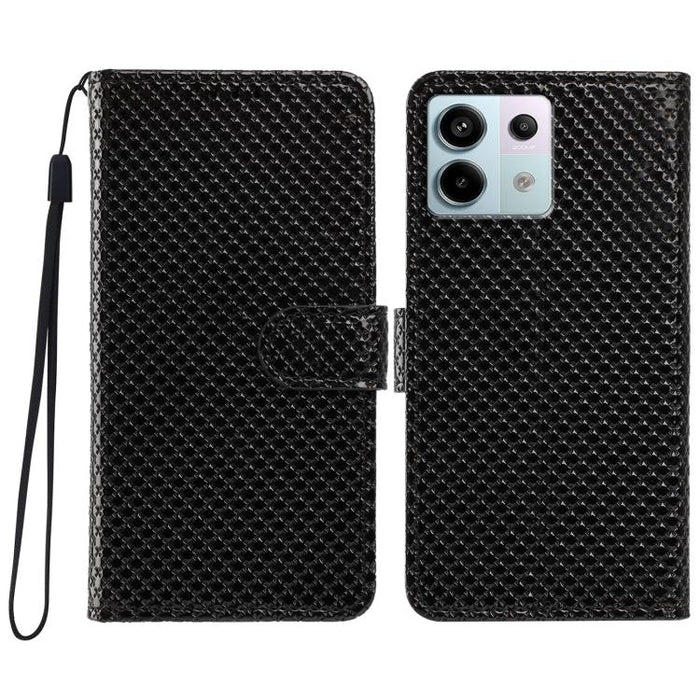 Funda para teléfono de piel vegana con hebilla espejada y cordón negro pequeño., For Redmi Note 13 5G, For Redmi Note 13 Pro+, For Redmi Note 13 Pro 5G