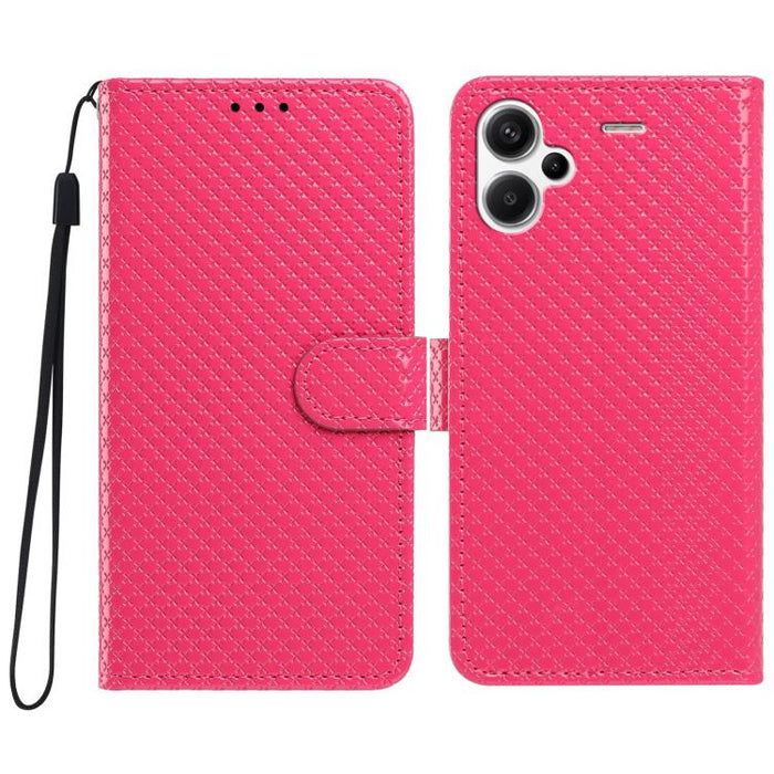 Funda para teléfono de piel vegana con hebilla espejada y cordón negro pequeño., For Redmi Note 13 5G, For Redmi Note 13 Pro+, For Redmi Note 13 Pro 5G