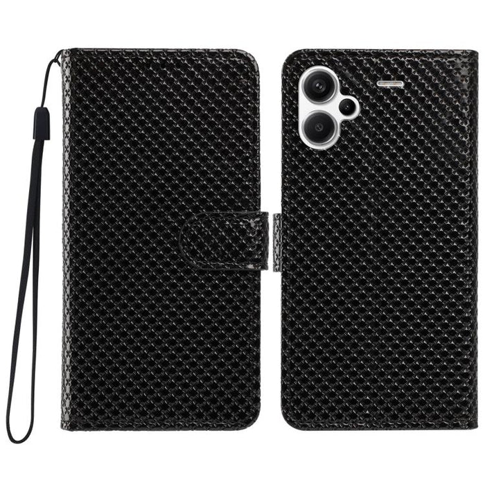 Funda para teléfono de piel vegana con hebilla espejada y cordón negro pequeño., For Redmi Note 13 5G, For Redmi Note 13 Pro+, For Redmi Note 13 Pro 5G