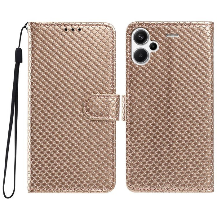 Funda para teléfono de piel vegana con hebilla espejada y cordón negro pequeño., For Redmi Note 13 5G, For Redmi Note 13 Pro+, For Redmi Note 13 Pro 5G