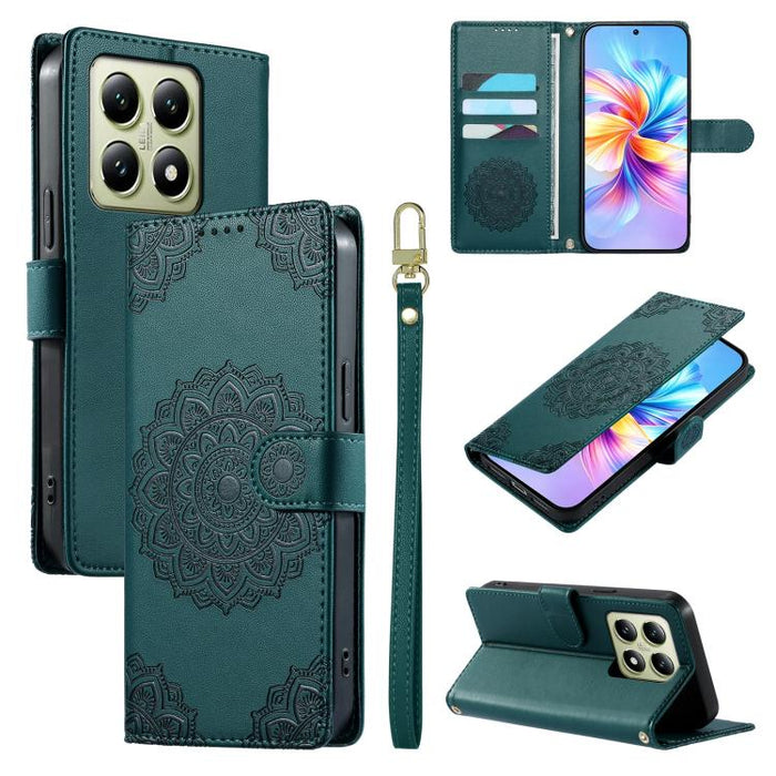 Funda para teléfono de piel vegana con cierre magnético y estampado de tótem, con correa., For Xiaomi Poco M7 4G 171mm, For Xiaomi 15T Pro 5G, For Xiaomi 15T 5G, For Xiaomi Poco F7 / Redmi Turbo 4 Pro, For Xiaomi 15 Ultra                               ...