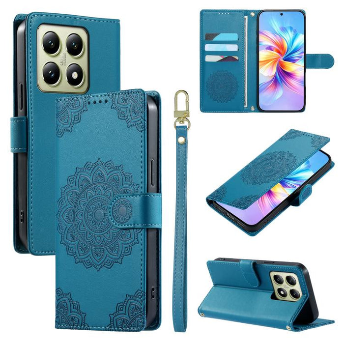 Funda para teléfono de piel vegana con cierre magnético y estampado de tótem, con correa., For Xiaomi Poco M7 4G 171mm, For Xiaomi 15T Pro 5G, For Xiaomi 15T 5G, For Xiaomi Poco F7 / Redmi Turbo 4 Pro, For Xiaomi 15 Ultra                               ...