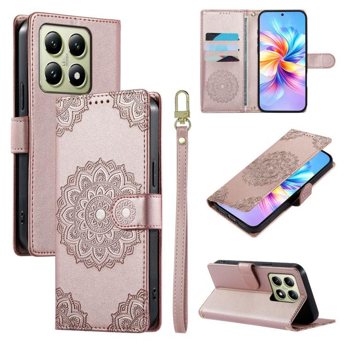 Funda para teléfono de piel vegana con cierre magnético y estampado de tótem, con correa., For Xiaomi Poco M7 4G 171mm, For Xiaomi 15T Pro 5G, For Xiaomi 15T 5G, For Xiaomi Poco F7 / Redmi Turbo 4 Pro, For Xiaomi 15 Ultra                               ...