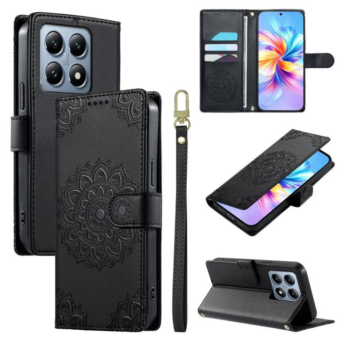Funda para teléfono de piel vegana con cierre magnético y estampado de tótem, con correa., For Xiaomi Poco M7 4G 171mm, For Xiaomi 15T Pro 5G, For Xiaomi 15T 5G, For Xiaomi Poco F7 / Redmi Turbo 4 Pro, For Xiaomi 15 Ultra                               ...