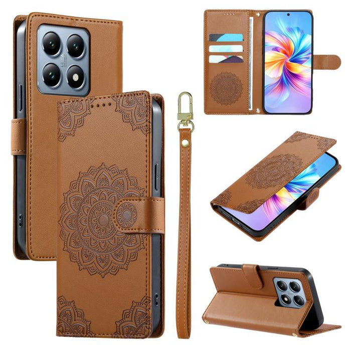 Funda para teléfono de piel vegana con cierre magnético y estampado de tótem, con correa., For Xiaomi Poco M7 4G 171mm, For Xiaomi 15T Pro 5G, For Xiaomi 15T 5G, For Xiaomi Poco F7 / Redmi Turbo 4 Pro, For Xiaomi 15 Ultra                               ...