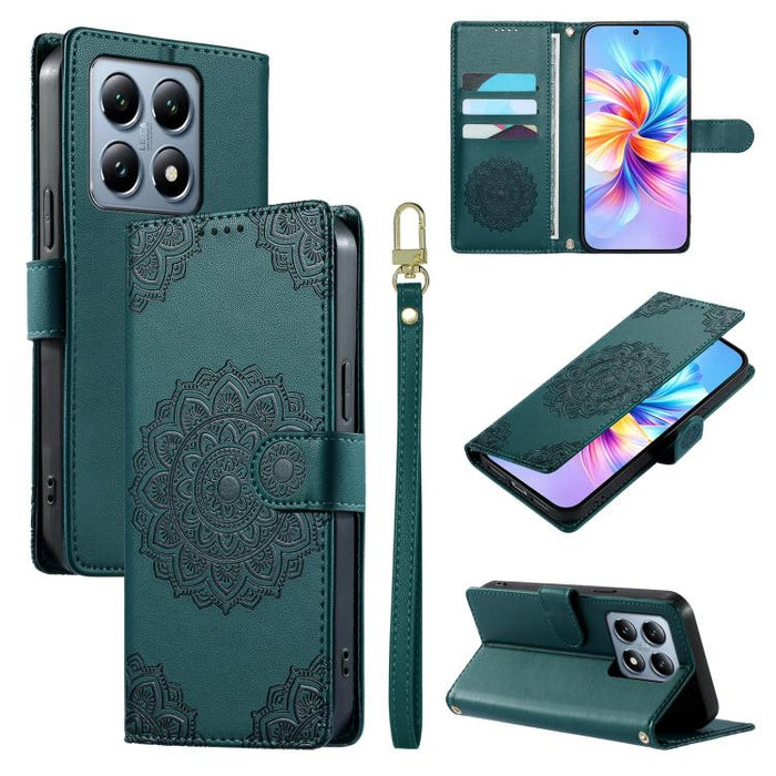 Funda para teléfono de piel vegana con cierre magnético y estampado de tótem, con correa., For Xiaomi Poco M7 4G 171mm, For Xiaomi 15T Pro 5G, For Xiaomi 15T 5G, For Xiaomi Poco F7 / Redmi Turbo 4 Pro, For Xiaomi 15 Ultra                               ...