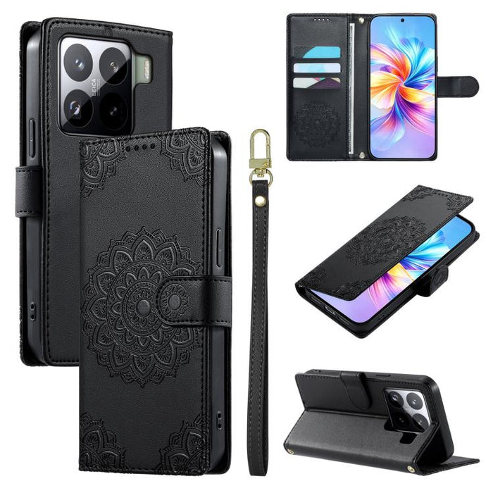 Funda para teléfono de piel vegana con cierre magnético y estampado de tótem, con correa., For Xiaomi Poco M7 4G 171mm, For Xiaomi 15T Pro 5G, For Xiaomi 15T 5G, For Xiaomi Poco F7 / Redmi Turbo 4 Pro, For Xiaomi 15 Ultra                               ...