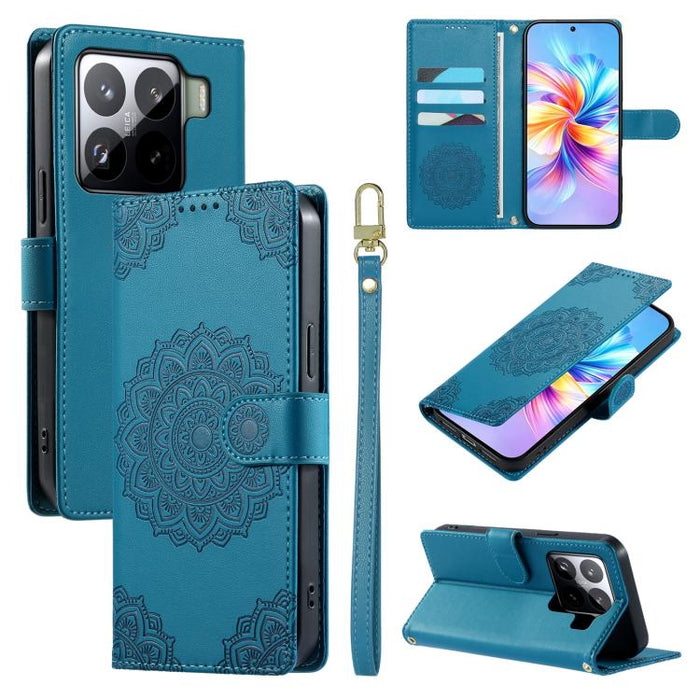 Funda para teléfono de piel vegana con cierre magnético y estampado de tótem, con correa., For Xiaomi Poco M7 4G 171mm, For Xiaomi 15T Pro 5G, For Xiaomi 15T 5G, For Xiaomi Poco F7 / Redmi Turbo 4 Pro, For Xiaomi 15 Ultra                               ...