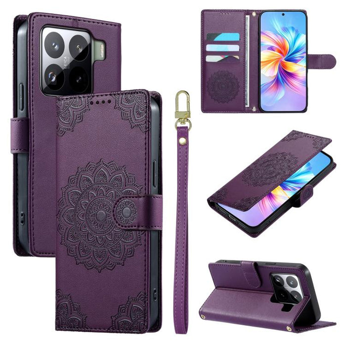 Funda para teléfono de piel vegana con cierre magnético y estampado de tótem, con correa., For Xiaomi Poco M7 4G 171mm, For Xiaomi 15T Pro 5G, For Xiaomi 15T 5G, For Xiaomi Poco F7 / Redmi Turbo 4 Pro, For Xiaomi 15 Ultra                               ...