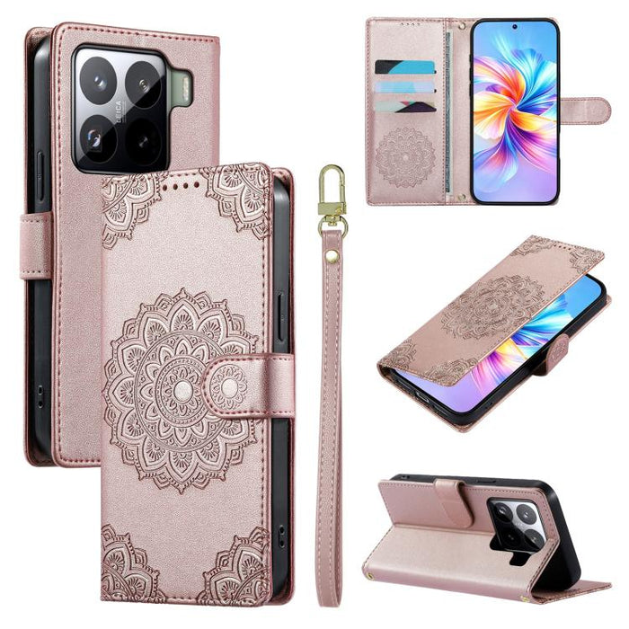 Funda para teléfono de piel vegana con cierre magnético y estampado de tótem, con correa., For Xiaomi Poco M7 4G 171mm, For Xiaomi 15T Pro 5G, For Xiaomi 15T 5G, For Xiaomi Poco F7 / Redmi Turbo 4 Pro, For Xiaomi 15 Ultra                               ...