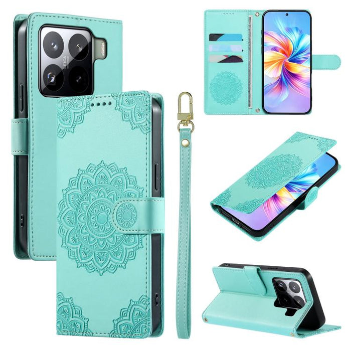 Funda para teléfono de piel vegana con cierre magnético y estampado de tótem, con correa., For Xiaomi Poco M7 4G 171mm, For Xiaomi 15T Pro 5G, For Xiaomi 15T 5G, For Xiaomi Poco F7 / Redmi Turbo 4 Pro, For Xiaomi 15 Ultra                               ...