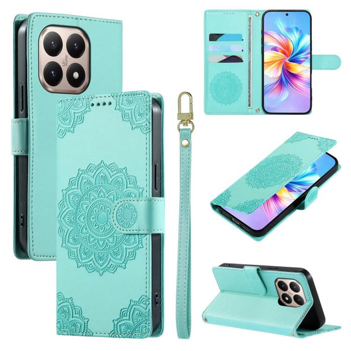 Funda para teléfono de piel vegana con cierre magnético y estampado de tótem, con correa., For Xiaomi Poco M7 4G 171mm, For Xiaomi 15T Pro 5G, For Xiaomi 15T 5G, For Xiaomi Poco F7 / Redmi Turbo 4 Pro, For Xiaomi 15 Ultra                               ...