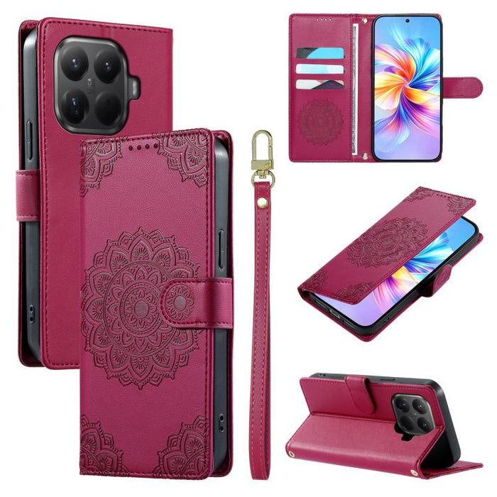 Funda para teléfono de piel vegana con cierre magnético y estampado de tótem, con correa., For Xiaomi Poco M7 4G 171mm, For Xiaomi 15T Pro 5G, For Xiaomi 15T 5G, For Xiaomi Poco F7 / Redmi Turbo 4 Pro, For Xiaomi 15 Ultra                               ...