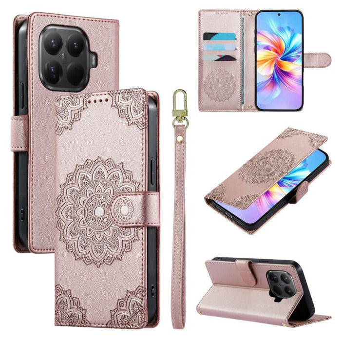 Funda para teléfono de piel vegana con cierre magnético y estampado de tótem, con correa., For Xiaomi Poco M7 4G 171mm, For Xiaomi 15T Pro 5G, For Xiaomi 15T 5G, For Xiaomi Poco F7 / Redmi Turbo 4 Pro, For Xiaomi 15 Ultra                               ...