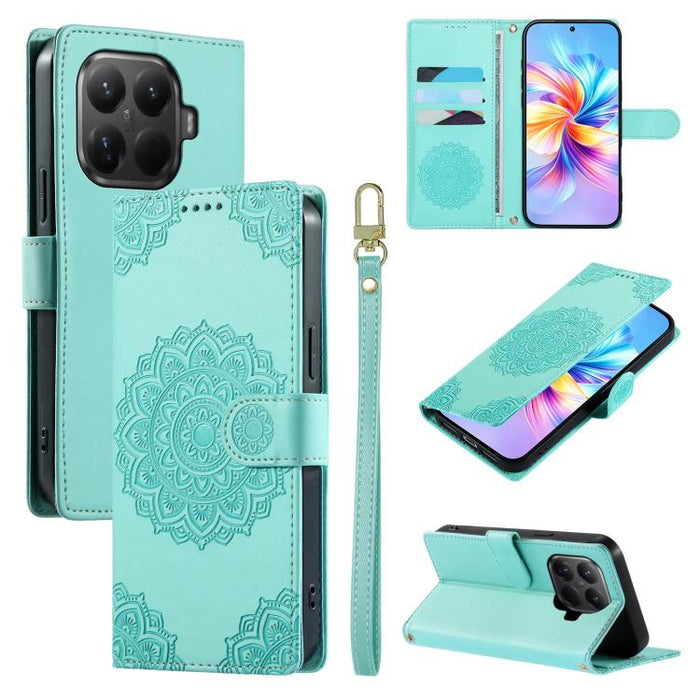 Funda para teléfono de piel vegana con cierre magnético y estampado de tótem, con correa., For Xiaomi Poco M7 4G 171mm, For Xiaomi 15T Pro 5G, For Xiaomi 15T 5G, For Xiaomi Poco F7 / Redmi Turbo 4 Pro, For Xiaomi 15 Ultra                               ...