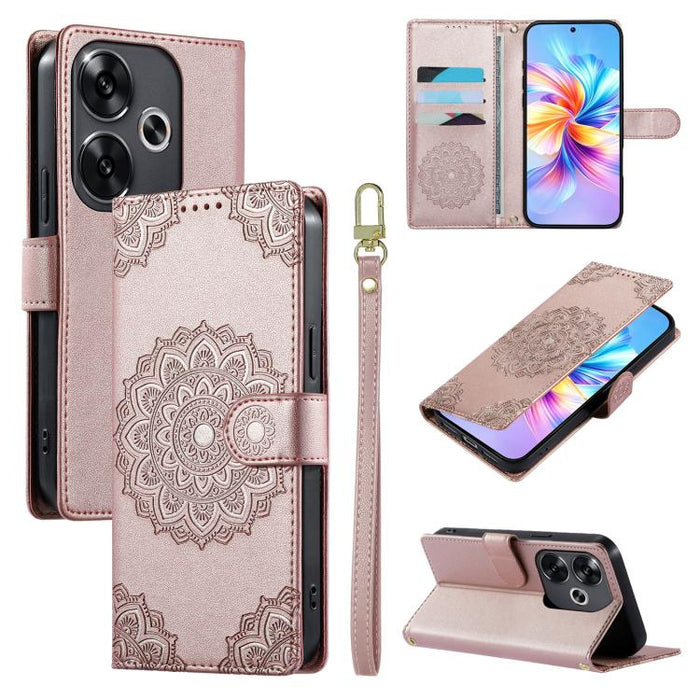 Funda para teléfono de piel vegana con cierre magnético y estampado de tótem, con correa., For Xiaomi Poco M7 4G 171mm, For Xiaomi 15T Pro 5G, For Xiaomi 15T 5G, For Xiaomi Poco F7 / Redmi Turbo 4 Pro, For Xiaomi 15 Ultra                               ...