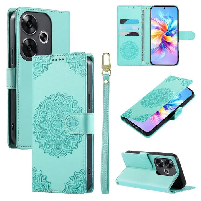 Funda para teléfono de piel vegana con cierre magnético y estampado de tótem, con correa., For Xiaomi Poco M7 4G 171mm, For Xiaomi 15T Pro 5G, For Xiaomi 15T 5G, For Xiaomi Poco F7 / Redmi Turbo 4 Pro, For Xiaomi 15 Ultra                               ...