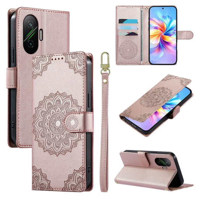 Funda para teléfono de piel vegana con cierre magnético y estampado de tótem, con correa., For Xiaomi Poco M7 4G 171mm, For Xiaomi 15T Pro 5G, For Xiaomi 15T 5G, For Xiaomi Poco F7 / Redmi Turbo 4 Pro, For Xiaomi 15 Ultra                               ...