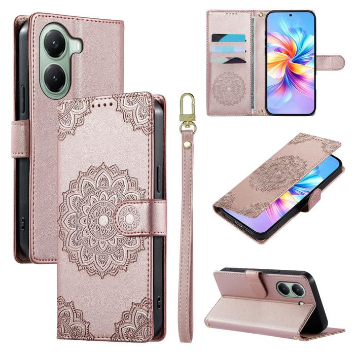 Funda para teléfono de piel vegana con cierre magnético y estampado de tótem, con correa., For Xiaomi Poco M7 4G 171mm, For Xiaomi 15T Pro 5G, For Xiaomi 15T 5G, For Xiaomi Poco F7 / Redmi Turbo 4 Pro, For Xiaomi 15 Ultra                               ...