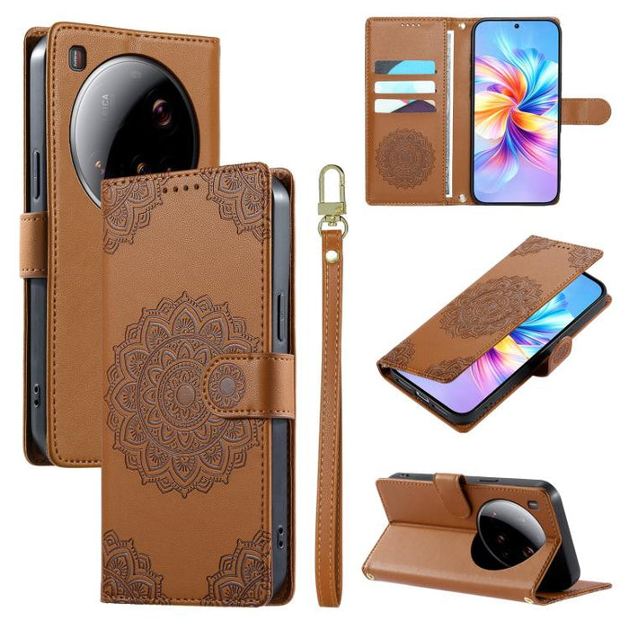 Funda para teléfono de piel vegana con cierre magnético y estampado de tótem, con correa., For Xiaomi Poco M7 4G 171mm, For Xiaomi 15T Pro 5G, For Xiaomi 15T 5G, For Xiaomi Poco F7 / Redmi Turbo 4 Pro, For Xiaomi 15 Ultra                               ...