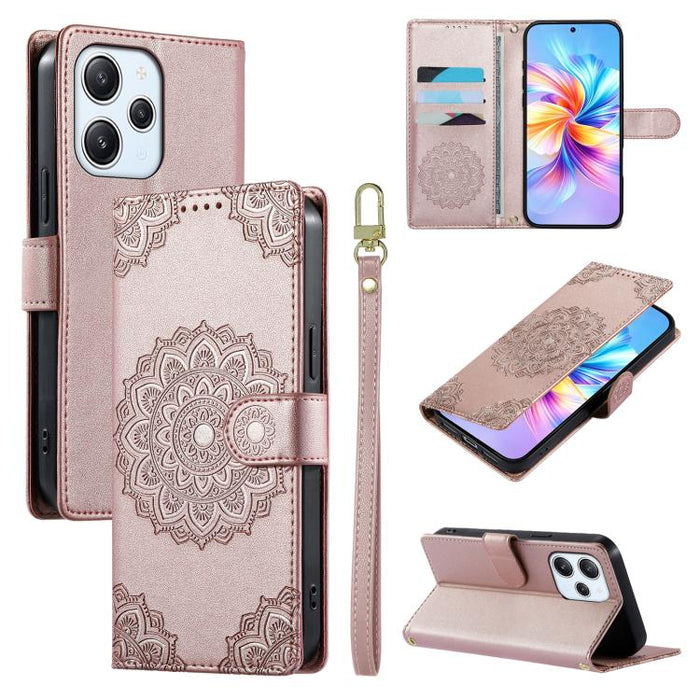 Funda para teléfono de piel vegana con cierre magnético y estampado de tótem, con correa., For Redmi K70E / Xiaomi Poco X6 Pro, For Redmi Note 13 Pro 5G / Poco X6, For Redmi Note 13 5G, For Redmi Note 13 Pro+, For Redmi 12 / Note 12R / Poco M6 Pro 5G  ...