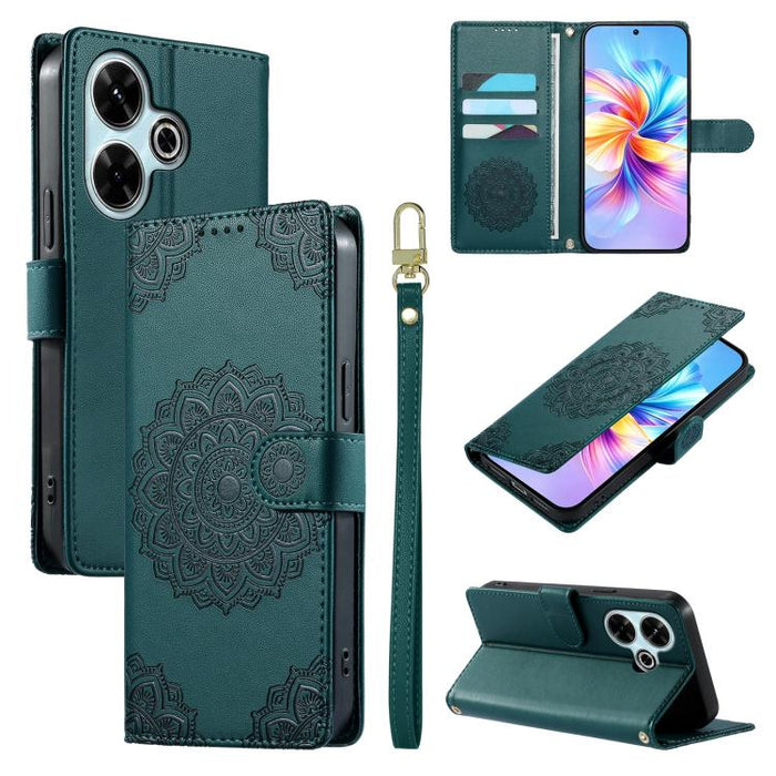 Funda para teléfono de piel vegana con cierre magnético y estampado de tótem, con correa., For Redmi Note 14 4G 164.84mm, For Redmi Note 14 Pro 4G, For Redmi Note 14 4G 163.25mm, For Redmi 14C 4G / 14R / A4 5G, For Redmi Note 14 Pro 5G / Note 14 Pro+ 5...