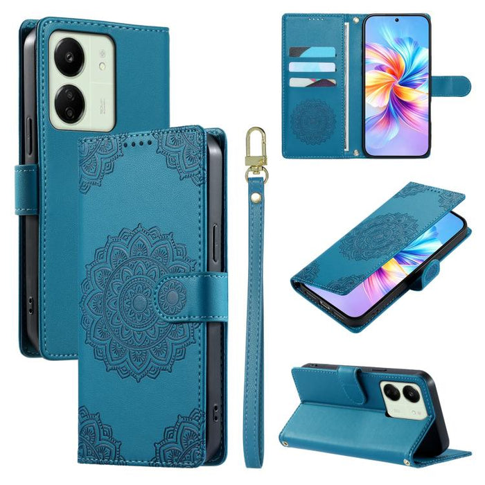 Funda para teléfono de piel vegana con cierre magnético y estampado de tótem, con correa., For Redmi Note 14 4G 164.84mm, For Redmi Note 14 Pro 4G, For Redmi Note 14 4G 163.25mm, For Redmi 14C 4G / 14R / A4 5G, For Redmi Note 14 Pro 5G / Note 14 Pro+ 5...