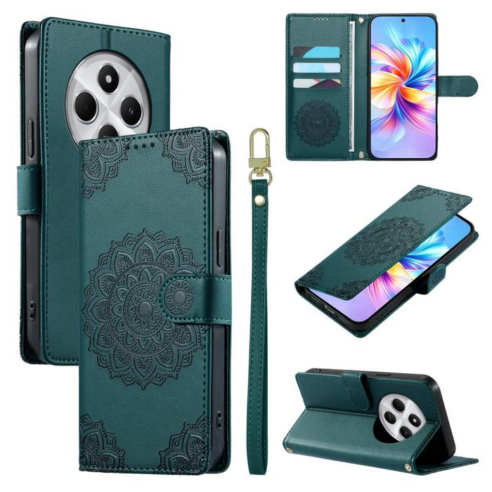 Funda para teléfono de piel vegana con cierre magnético y estampado de tótem, con correa., For Redmi Note 14 4G 164.84mm, For Redmi Note 14 Pro 4G, For Redmi Note 14 4G 163.25mm, For Redmi 14C 4G / 14R / A4 5G, For Redmi Note 14 Pro 5G / Note 14 Pro+ 5...