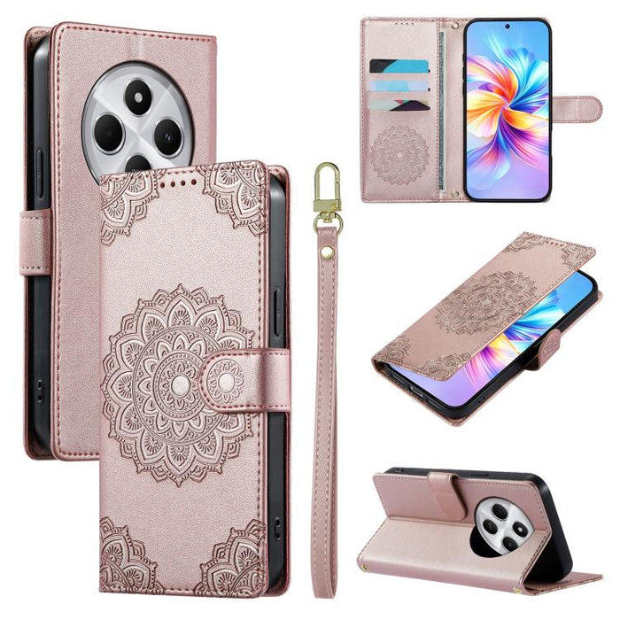 Funda para teléfono de piel vegana con cierre magnético y estampado de tótem, con correa., For Redmi Note 14 4G 164.84mm, For Redmi Note 14 Pro 4G, For Redmi Note 14 4G 163.25mm, For Redmi 14C 4G / 14R / A4 5G, For Redmi Note 14 Pro 5G / Note 14 Pro+ 5...