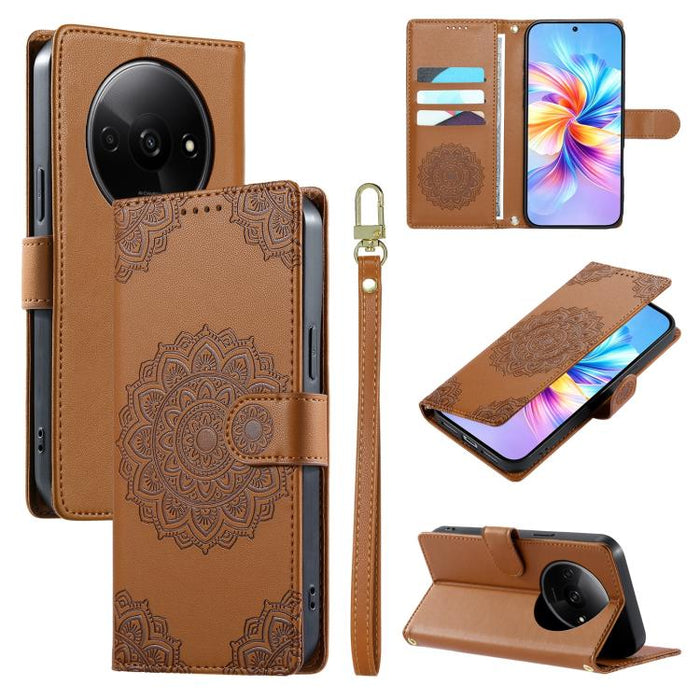 Funda para teléfono de piel vegana con cierre magnético y estampado de tótem, con correa., For Redmi Note 14 4G 164.84mm, For Redmi Note 14 Pro 4G, For Redmi Note 14 4G 163.25mm, For Redmi 14C 4G / 14R / A4 5G, For Redmi Note 14 Pro 5G / Note 14 Pro+ 5...