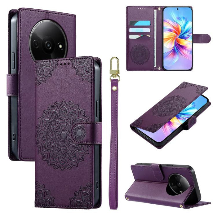 Funda para teléfono de piel vegana con cierre magnético y estampado de tótem, con correa., For Redmi Note 14 4G 164.84mm, For Redmi Note 14 Pro 4G, For Redmi Note 14 4G 163.25mm, For Redmi 14C 4G / 14R / A4 5G, For Redmi Note 14 Pro 5G / Note 14 Pro+ 5...