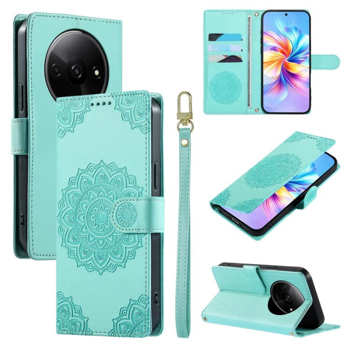 Funda para teléfono de piel vegana con cierre magnético y estampado de tótem, con correa., For Redmi Note 14 4G 164.84mm, For Redmi Note 14 Pro 4G, For Redmi Note 14 4G 163.25mm, For Redmi 14C 4G / 14R / A4 5G, For Redmi Note 14 Pro 5G / Note 14 Pro+ 5...