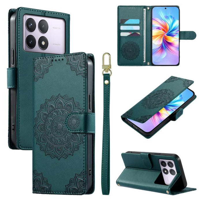 Funda para teléfono de piel vegana con cierre magnético y estampado de tótem, con correa., For Redmi Note 14 4G 164.84mm, For Redmi Note 14 Pro 4G, For Redmi Note 14 4G 163.25mm, For Redmi 14C 4G / 14R / A4 5G, For Redmi Note 14 Pro 5G / Note 14 Pro+ 5...