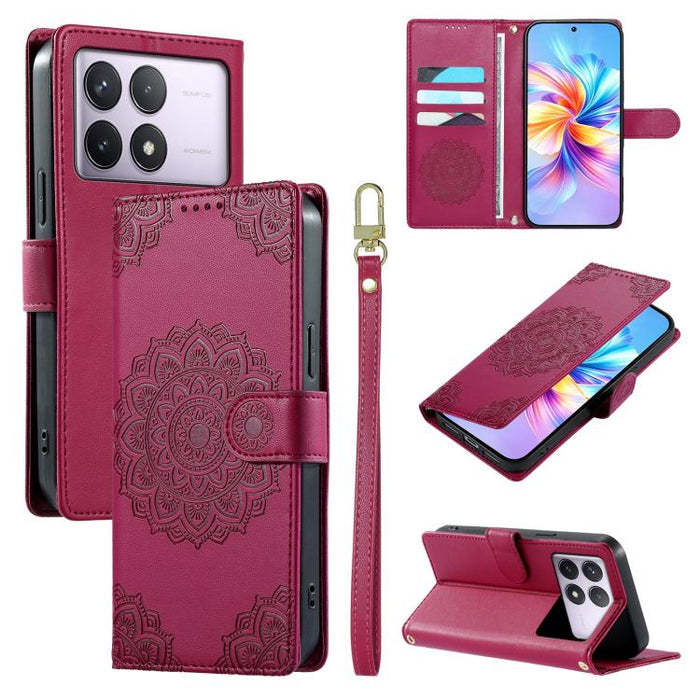 Funda para teléfono de piel vegana con cierre magnético y estampado de tótem, con correa., For Redmi Note 14 4G 164.84mm, For Redmi Note 14 Pro 4G, For Redmi Note 14 4G 163.25mm, For Redmi 14C 4G / 14R / A4 5G, For Redmi Note 14 Pro 5G / Note 14 Pro+ 5...